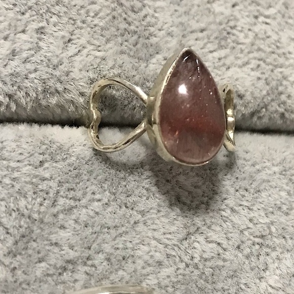 NWOT Sterling Silver Lepidocrosite Teardrop Heart Band Ring Size 9 Crystal Gem - Picture 15 of 15